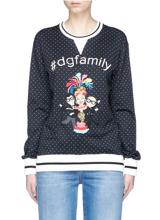 Main View - Click To Enlarge - - - DG family appliqué polka dot cotton sweatshirt