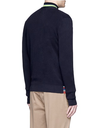 Back View - Click To Enlarge - PS PAUL SMITH - Stripe intarsia cotton blend cardigan