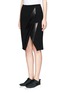 Front View - Click To Enlarge - NEIL BARRETT - Thunderbolt leather patch crepe skirt