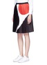 Front View - Click To Enlarge - NEIL BARRETT - 'Eames' colourblock pleated skirt