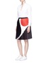 Figure View - Click To Enlarge - NEIL BARRETT - 'Eames' colourblock pleated skirt