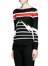 Front View - Click To Enlarge - NEIL BARRETT - Thunderbolt stripe intarsia Merino Wool sweater