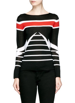 Main View - Click To Enlarge - NEIL BARRETT - Thunderbolt stripe intarsia Merino Wool sweater