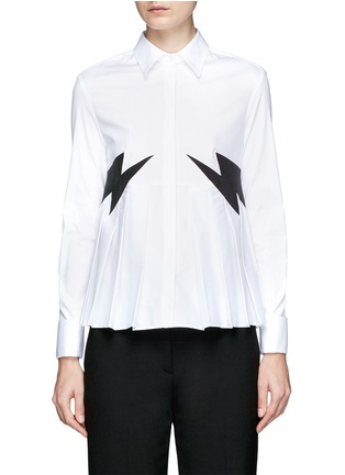 Main View - Click To Enlarge - NEIL BARRETT - Thunderbolt patch pleated shirt