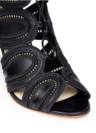 Detail View - Click To Enlarge - FRANCESCO RUSSO - Cutout leather lace-up sandals