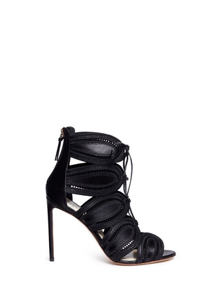 Main View - Click To Enlarge - FRANCESCO RUSSO - Cutout leather lace-up sandals