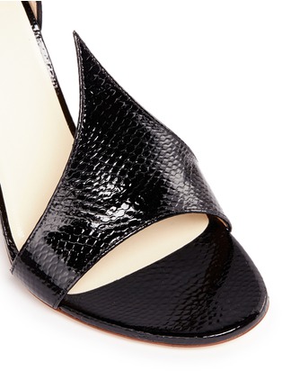 Detail View - Click To Enlarge - FRANCESCO RUSSO - Suede patent snakeskin leather sandals