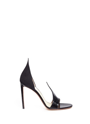 Main View - Click To Enlarge - FRANCESCO RUSSO - Suede patent snakeskin leather sandals