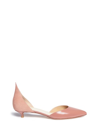 Main View - Click To Enlarge - FRANCESCO RUSSO - Suede patent snakeskin leather d'Orsay pumps