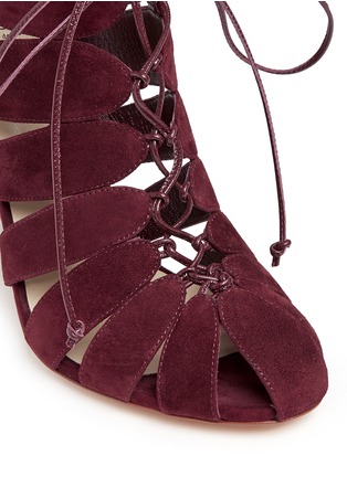 Detail View - Click To Enlarge - FRANCESCO RUSSO - Caged suede sandal booties
