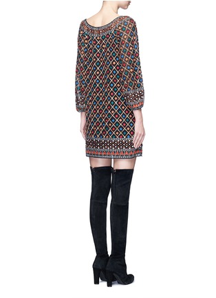 Back View - Click To Enlarge - ALICE & OLIVIA - 'Gillian' floral lattice embroidery tunic dress