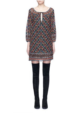 Main View - Click To Enlarge - ALICE & OLIVIA - 'Gillian' floral lattice embroidery tunic dress