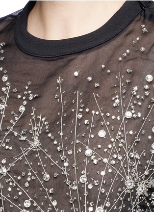 Detail View - Click To Enlarge - GIVENCHY - Constellation embellished silk organza T-shirt