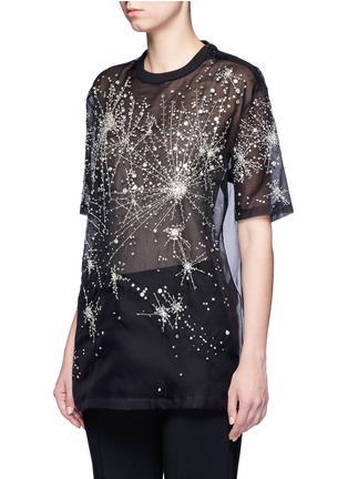 Front View - Click To Enlarge - GIVENCHY - Constellation embellished silk organza T-shirt