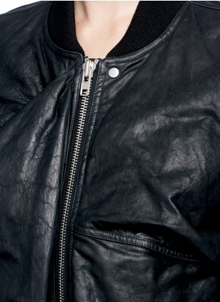 Detail View - Click To Enlarge - RICK OWENS  - Ripple effect drape leather bomber flight jacket