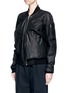 Front View - Click To Enlarge - RICK OWENS  - Ripple effect drape leather bomber flight jacket