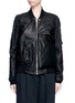 Main View - Click To Enlarge - RICK OWENS  - Ripple effect drape leather bomber flight jacket