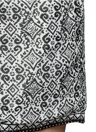 Detail View - Click To Enlarge - TALITHA - Beaded cuff tribal print cotton-silk shorts