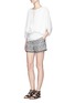 Figure View - Click To Enlarge - TALITHA - Beaded cuff tribal print cotton-silk shorts