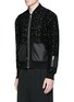 Front View - Click To Enlarge - ALEXANDER MCQUEEN - Distressed open knit bomber jacket