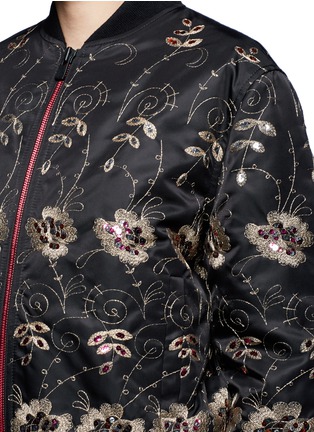 Detail View - Click To Enlarge - GIVENCHY - Metallic floral embroidered bomber jacket