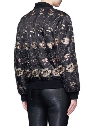 Back View - Click To Enlarge - GIVENCHY - Metallic floral embroidered bomber jacket