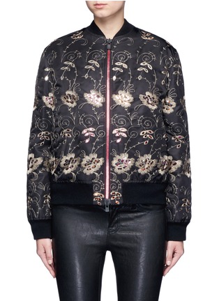Main View - Click To Enlarge - GIVENCHY - Metallic floral embroidered bomber jacket