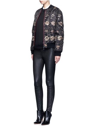 Figure View - Click To Enlarge - GIVENCHY - Metallic floral embroidered bomber jacket