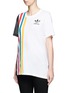Front View - Click To Enlarge - ADIDAS - Mesh panel colourblock stripe T-shirt