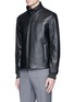 Front View - Click To Enlarge - ARMANI COLLEZIONI - Diamond embossed leather jacket