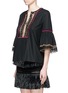 Front View - Click To Enlarge - 68244 - 'Clara' leaf guipure lace peasant blouse