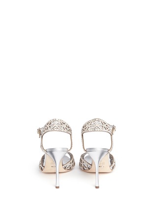 Back View - Click To Enlarge - SERGIO ROSSI - 'Tresor' crystal pavé cutout slingback suede sandals