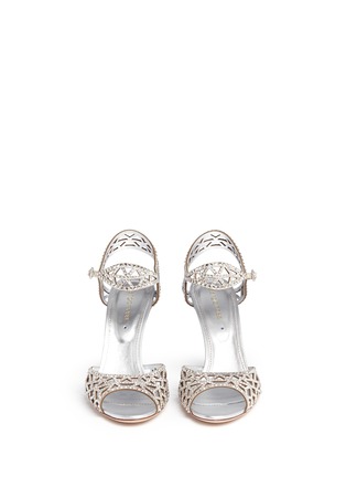 Front View - Click To Enlarge - SERGIO ROSSI - 'Tresor' crystal pavé cutout slingback suede sandals
