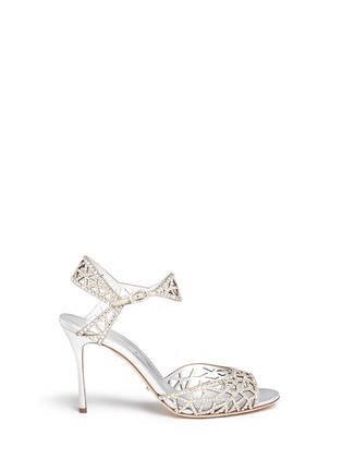 Main View - Click To Enlarge - SERGIO ROSSI - 'Tresor' crystal pavé cutout slingback suede sandals