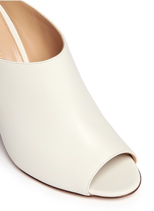 Detail View - Click To Enlarge - SERGIO ROSSI - Wooden heel peep toe leather mules