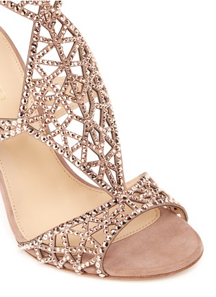 Detail View - Click To Enlarge - SERGIO ROSSI - 'Tresor' crystal pavé cutout suede sandals