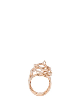 Main View - Click To Enlarge - XIN LONDON - 'Shan Shi' diamond 18k rose gold lion head ring
