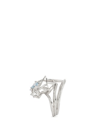 Back View - Click To Enlarge - XIN LONDON - 'Shan Shi' diamond aquamarine 18k white gold lion head ring