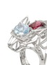 Detail View - Click To Enlarge - XIN LONDON - 'Shan Shi' diamond gemstone 18k white gold double lion head ring
