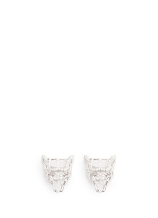 Main View - Click To Enlarge - XIN LONDON - 'Shan Shi' diamond 18k white gold lion head earrings