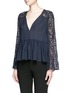 Front View - Click To Enlarge - ELIZABETH AND JAMES - 'Lija' floral guipure lace silk blouse