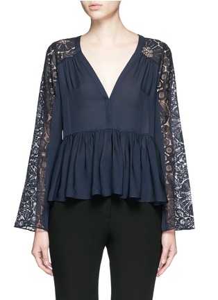 Main View - Click To Enlarge - ELIZABETH AND JAMES - 'Lija' floral guipure lace silk blouse