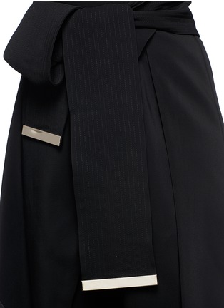 Detail View - Click To Enlarge - PREEN BY THORNTON BREGAZZI - 'Nila' stripe edge belted asymmetric dress