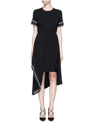 Detail View - Click To Enlarge - PREEN BY THORNTON BREGAZZI - 'Nila' stripe edge belted asymmetric dress