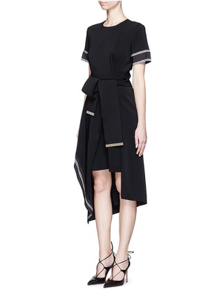 Figure View - Click To Enlarge - PREEN BY THORNTON BREGAZZI - 'Nila' stripe edge belted asymmetric dress