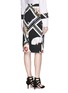 Back View - Click To Enlarge - PREEN BY THORNTON BREGAZZI - 'Nour' floral border print cotton pencil skirt