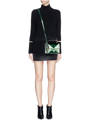 Figure View - Click To Enlarge - JIMMY CHOO - 'Rebel' patchwork mirror leather crossbody bag