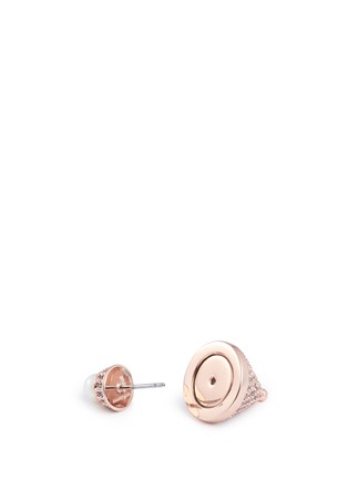 Detail View - Click To Enlarge - EDDIE BORGO - Crystal pavé cone pearl stud earrings