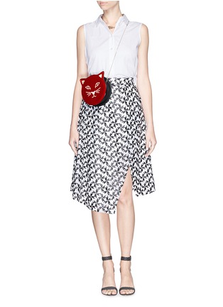Figure View - Click To Enlarge - CHARLOTTE OLYMPIA - 'Pussycat Purse' velvet crossbody bag