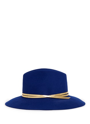 Figure View - Click To Enlarge - SENSI STUDIO - Mirror leather band wool felt fedora hat